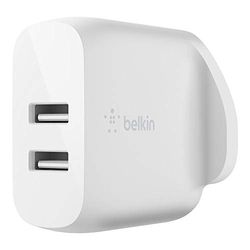 Belkin WCB002MYWH Boost Charge Dual USB-A 24W Wall Mobile Device Charger - White