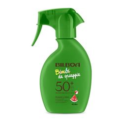 Bilboa Bimbi da Spiaggia Spray Solare Bambini con Protezione SPF 50+, Resistente all'Acqua e Anti Scottature, Dermatologicamente Testato, 250 ml