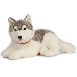 Living Nature Gigante Husky, Peluche di Cane Morbido e Realistico, Peluche Naturli Eco-Friendly, 60cm