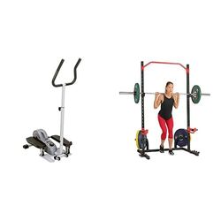 Sunny Health & Fitness Magnetic Underdesk/Standing Portable Ellittical Machine + Power Zone Squat Stand Rack Power Cage - SF-XF9931