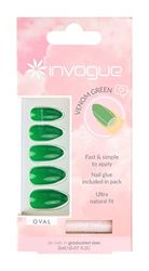 Invogue Venom Green Oval Nails (24 Pieces)