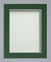 Frame Company Jellybean Range Grey Wooden 14x11 inch Picture Photo Frame with Bottle Green Mount for Image A4 * Choice of Colours & Sizes* Fitted with Perspex