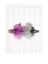 MSV Cortina DE BAÑO DE Poliester 180X200CM, Piedras-Rosa, 200x0.5x180 cm