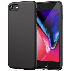 JETech Siliconen Hoesje voor iPhone SE 3/2 (2022/2020-Model), iPhone 8 en iPhone 7, 4,7-Inch, Zijdezachte Full Body Beschermhoes, Schokbestendige Case met Microvezel Voering (Zwart)