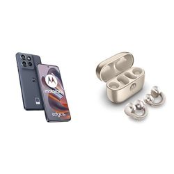 Moto Edge50 Neo Pantone Grisalle with CO2 Offset and Moto buds loop w/crystals by Swarovski