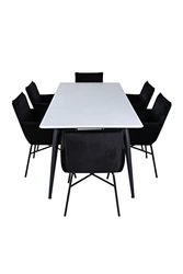 Venture Home GR22288 Jimmy & Pippi Gastronomia Scrivania con 6 Sedia, 195 cm Lunghezza x 90 cm Larghezza x 76 cm Altezza, Nero/Bianco