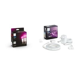 Philips Hue White & Color Ambiance Ampoules LED Connectées E27 & White & Color Ambiance Indoor LightStrips+ 2m, V4, base connectique, compatible Bluetooth