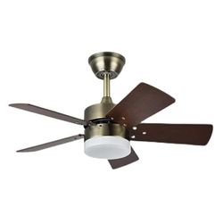 Brightium Ventilator DC Marta, 36 W, van leer, vijf vleugels in kers/walnoot, 41 x 76 cm, 3060 lm, afstandsbediening en temperatuurinstelling (3000 K-6000 K), ideaal voor elke omgeving.