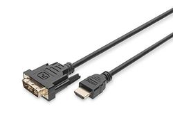 Digitus 2m, HDMI/DVI-D Black, 2.0 m, Full HD - HDMI - Tipo A -> DVI 18+1 - HW