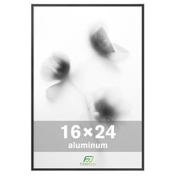 FrameWorks 16” x 24” Black Brushed Aluminum Poster Picture Frame with Plexiglass 1-Pack