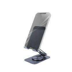 Mars Gaming MA-RSS, Support Pliable pour Smartphone, Rotation Dynamique 360° + Réglage de la Hauteur et de l'angle 180°, Support Aluminium Téléphone Mobile, Antidérapant, Gris Foncé