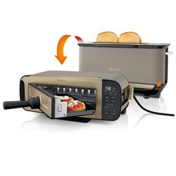 Ninja Foodi 3-in-1 Toaster, Grill and Panini Press with Flip Design, 7 Cooking Functions, 7 Toast Shades, Includes Panini Press, Bake Tray and Crumb Tray, Stone Gold ST202UKSTGD