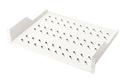 DIGITUS Professional DN-97610 - Estante para instalación fija en armarios de 19 pulgadas, capacidad de carga 25 kg, a partir de 450 mm de profundidad del armario, 2HE, color gris