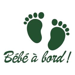 Ambiance Sticker Autocollant de Voiture Vitres Bébé à Bord Autocollant avec Petits Pieds de Bébé Vert Fonce - H20 x L15 cm