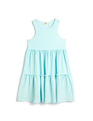 Koton Girls's Midi halternek, mouwloos, relaxcut jurk, blauw (640), 7-8 jaar