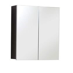 Furnline Szafka z lustrem łazienkowym, biała błyszcząca Sardegna przydymiona srebrna, 60 x 67 x 89 cm