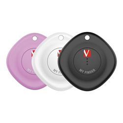 Verbatim My Finder 3-delige set, bluetooth-tracker voor rugzak, koffer, portemonnee, sleutels enz. compatibel met Apple Sleutelvinder met verwisselbare batterij