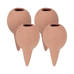 Relaxdays Set 4 Sfere da Irrigazione, Coni da 100 ml, HxD: 11,5 x 6 cm, Piante e Fiori da Interni e Esterni, Terracotta, 100% Ceramica