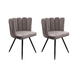 HOME DECO FACTORY Ariel - Set di 2 sedie in velluto grigio per mobili, da tavolo, per soggiorno, sala da pranzo, camera da letto, mobili, tessuto e poliestere, 59,5 x 47,5 x 79 cm