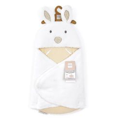 DouDOU I COMPAGNIE - przytulny królik gniazdo anioła HAPPY WILD - Pluszowy materiał Beżowy & Biały - Na fotelik samochodowy, Cosi, wózek dziecięcy - 0-6 miesięcy - 69 cm - Prezent urodzinowy - DC4041
