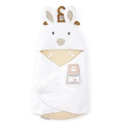 Doudou et Compagnie – Nido de ángel Acogedor Conejo Happy Wild – Material de Peluche Beige y Blanco – para Asiento de Coche, Cosi, Cochecito – bebé de 0 a 6 Meses – 69 cm – Regalo de Nacimiento –