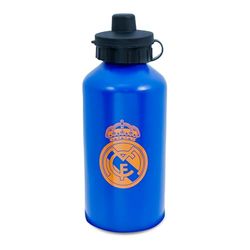 Hy-Pro Officieel gelicenseerde Real Madrid CF 500 ml matte fles - aluminium, geïntegreerde tuit, matte afwerking, lekvrij, lichtgewicht, pet, deksel, 0,5 l, geweldig voetbalcadeau-idee, blauw