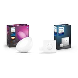 Philips Hue Go White and Color Ambiance, Lampada Portatile Connessa, Zigbee + Bluetooth, Bianco + Hue Smart Button, Telecomando per Controllo delle Luci Smart Hue, con Bluetooth, Bianco