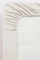 Jotex Zack Satin spännlakan – 100% högkvalitativ, exklusiv satin av ekologisk bomull GOTS certifierat spännlakan med elastiskt band – beige, 120 x 200 cm