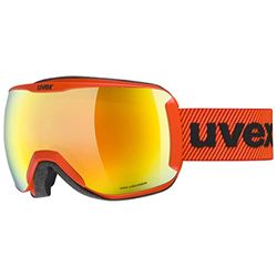 uvex downhill 2100 CV - skibril voor dames en heren - contrastverhogend - vervormings- & condensvrij - fierce red/orange-green - one size