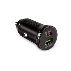 SBS Carica Batteria Auto Mini, Power Delivery 25W, Ricarica Rapida, Caricatore Auto Accendisigari con Adaptive Fast Charge (AFC), Led di Stato, USB-C e USB-A, Presa 12V, Nero