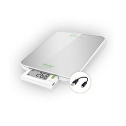 LITTLE BALANCE 8183 Slide 6 USB Silver, Balanza de cocina sin pilas, Recarga por USB, 6 kg, Pantalla retráctil, Silver
