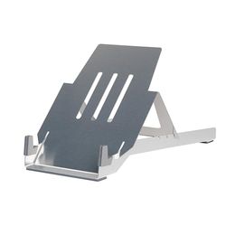 R-Go Laptop Stand, Laptop Holder Desk, Height Adjustable, Ergonomic, Foldable Aluminum Laptop riser, Notebook/MacBook Stand, For Laptops [10/17-22 Inch], Silver