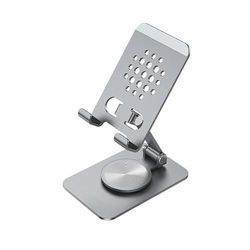 Support pour Smartphone/Tablette - 360° réglable, Couleur Argent, fabriqué avec des matériaux durables, idéal pour Le Bureau ou la Maison.