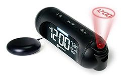 Geemarc Wake 'N' Shake Spot - Reloj Despertador de Proyección con Alarma Potente de 95dB, Cojín Vibrador y Snooze para Dormilones Pesados y Personas Sordas - Puerto de Carga USB - Versión ES