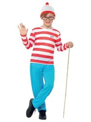 Smiffys Où est Charlie ? Costume, Rouge et blanc, avec haut, pantalon, lunettes et chapeau