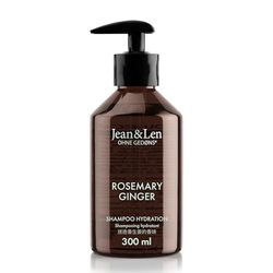 Jean & Len Shampooing hydratant Rosemary & Ginger, pour cheveux secs et cassants, avec complexe hydratant, parfum frais et épicé de romarin et de gingembre, sans parabènes ni silicones, 300 ml