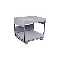 Greemotion Lit pour Chien, Canapé pour Chien avec Cadre en Aluminium et Oreilles et Toit en 100% Polyester, env. 63 x 30/65 x 65 cm, Gris