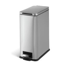 Home Zone Living Pattumiera da ufficio da 2,56 galloni con coperchio a chiusura lenta, in acciaio inossidabile, design sottile, perfetto per bagni e cucina con poco spazio, 9,7 litri, argento