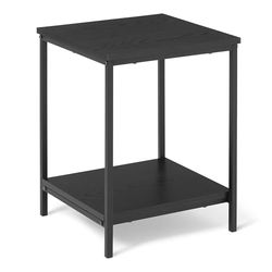 Amazon Basics Mesa Auxiliar con Estante Inferior, Cuadrada, Mesita de Noche para Dormitorio, Mesa Auxiliar de Sala de Estar con Estructura de Acero, Fácil Montaje, 40cm x 40cm x 51cm, Negra
