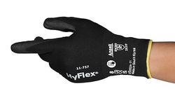 Ansell Hyflex 11-757 Guantes de Trabajo de Seguridad, Protección Mecánica, Talla 7(S), Negro (12 Pares)