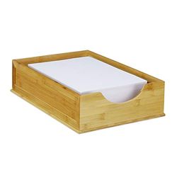 Relaxdays Bamboo Filing Rack, Stackable, DIN A4 Sheets, Office Organiser, Desk Tray, HWD: 10x26.5x39cm, Natural