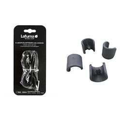 LAFUMA RSX Set di Elastici con Gommino di Chiusura per Sedie Pieghevoli, Nero, 23x8x4 cm & Set di 4 piedini per sedie a sdraio, Diametro: 20 mm, Colore: Antracite, LFM2843-1229