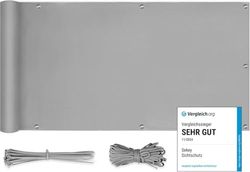 Sekey Brise-Vue pour Balcon Couverture de confidentialité Écran Polyster Vent Protection UV Opaque Résistant aux Intempéries, avec Attaches de câble et Cordons, 120 x 600cm Gris Clair