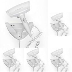 ProfiCare PC-HT 3044, Sèche-Cheveux Mural, 2 Niveaux de température et de Puissance, 1800 Watts, Câble Spirale Extra Long Cool Shot avec arrêt de sécurité, Blanc (Lot de 5)
