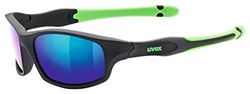 uvex Sportstyle 507, óculos de sol infantis, de espelho, incl. Faixa, preto mate verde/verde, um tamanho