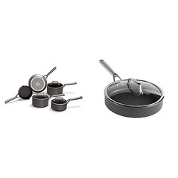 Ninja Foodi ZEROSTICK 5-Piece Pan Set, [C35000UK]Hard Anodised Aluminium & Foodi ZEROSTICK 26cm Sauté Pan with Lid, [C30126UK] Hard Anodised Aluminium, Non-Stick, Induction Compatible