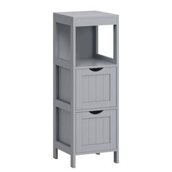 VASAGLE Mobile 2 Cassetti, 1 Ripiano Aperto, Mobiletto Salvaspazio per Bagno Soggiorno Cucina, Stile Moderno, Grigio Tortora BBC042G02, 30 x 30 x 89 cm