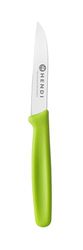 HENDI Cuchillo pelador, hoja recta, cuchillo mondador, cuchillo de cocina para pelar frutas y verduras, cuchillo torneador, 180x19x(H)9mm, acero inoxidable, PP, verde