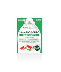 L'Angelica, Shampoo Solido Phytolatte Purificante, Shampoo Capelli Grassi con Latte di Canapa e Pompelmo, Shampoo Solido Capelli Grassi, Shampoo Antiforfora, 1 Confezione da 60g