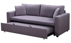 Menzzo Canapé 3 Places Convertible Saphir Tissu Gris Clair